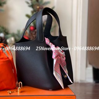 Túi Xách Nữ- Her. Mes Picotin -Size 18cm -Màu Đen -Bán Sỉ-Bán Buôn