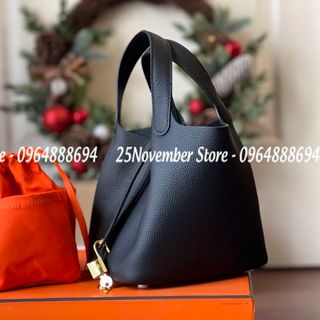 Túi Xách Nữ- Her. Mes Picotin -Size 18cm -Màu Đen -Bán Sỉ-Bán Buôn