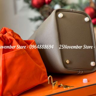 Túi Xách Nữ- Her. Mes Picotin -Size 18cm -Màu Ghi -Bán Sỉ-Bán Buôn