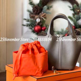 Túi Xách Nữ- Her. Mes Picotin -Size 18cm -Màu Ghi -Bán Sỉ-Bán Buôn