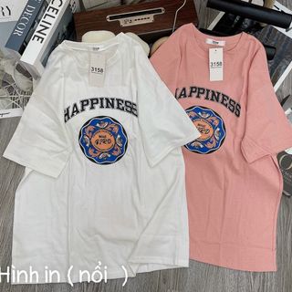 Áo thun nữ cổ tròn tay lỡ form rộng in chữ nổi vải thun cotton khô loại 1 dày dặn xịn sò giá gốc tận xưởng hàng sẵn số lượng lớn