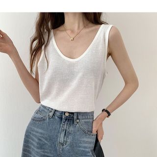 Áo thun nữ ba lỗ cổ tim trơn chất vải cotton xinh xắn giá gốc tận xưởng hàng sẵn số lượng lớn