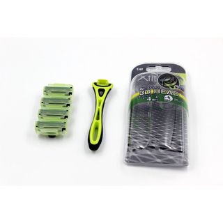 Set dao cạo 5 lưỡi kép Xfit KAI, 1 thân, 4 lưỡi thay thế, hàng Nhật Bản