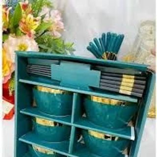 Bộ chén đũa sứ cao cấp viền vàng