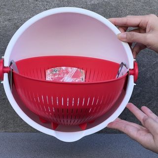 Set chậu rổ xoay 180 độ Kokubo, màu đỏ trắng