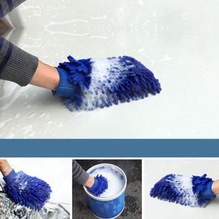 Bao tay rửa xe ô tô, xe máy làm bằng sợi microfiber mềm mịn tạo nhiều bọt , găng tay rửa xe chuyên dụng