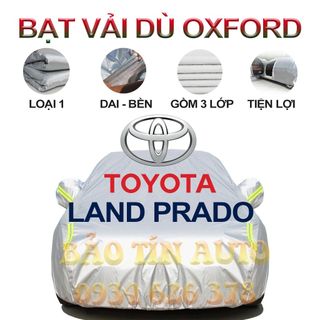 [LOẠI 1] Bạt che kín bảo vệ xe ô tô TOYOTA LAND PRADO tráng bạc 3 lớp vải dù Oxford , bạt phủ trùm bảo vệ xe oto giá sỉ