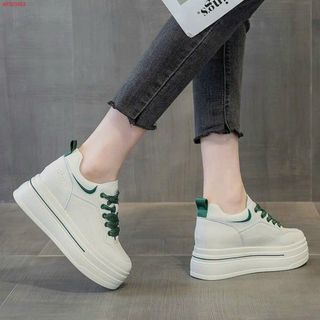 Giày thể thao nữ da mềm phối viền nâu , xanh