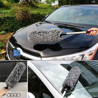 Chổi lau phủi bụi bằng sợi quang dầu Polime tổng hợp cao cấp, cán dài kim loại, cây chổi tròn quét dọn vệ sinh nội thất