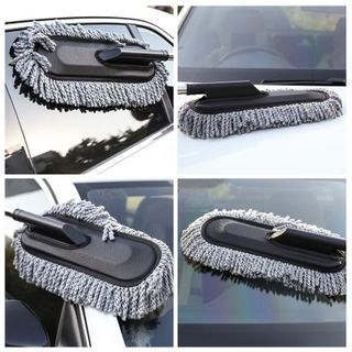 Chổi lau phủi bụi bằng sợi quang dầu Polime tổng hợp cao cấp, cán dài kim loại, cây chổi tròn quét dọn vệ sinh nội thất