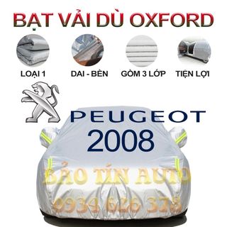 [LOẠI 1] Bạt che kín bảo vệ xe ô tô PEUGEOT 2008 tráng bạc 3 lớp vải dù Oxford , bạt phủ trùm bảo vệ xe oto