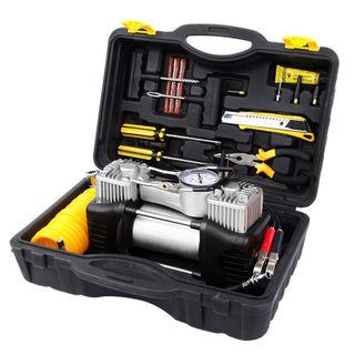 [ Tiện lợi ] Bơm lốp ô tô 2 xi lanh công suất cao, chắc chắn bền bỉ và chất lượng, máy bơm xe oto 2 xi lanh tự ngắt