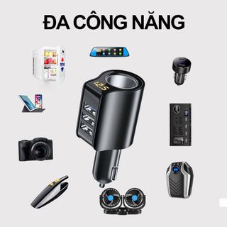 Tẩu Sạc Ô Tô - Tẩu Sạc Nhanh Ô Tô Chính Hãng Hyundai - Đầu Ra 3 Cổng USB, 1 Cổng Tẩu Tròn