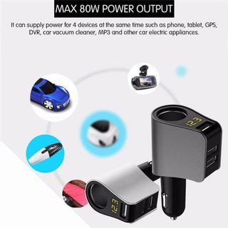 Tẩu Sạc Ô Tô - Tẩu Sạc Nhanh Ô Tô Chính Hãng Hyundai - Đầu Ra 3 Cổng USB, 1 Cổng Tẩu Tròn