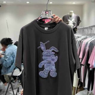 Áo thun nữ hình thỏ tím thời trang form rộng vải cotton khô loại 1 xịn sò xinh xắn giá gốc tận xưởng hàng sẵn số lượng lớn