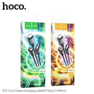 DÂY SẠC NHANH 3 IN 1 HOCO X76 - IP + MICRO + TYPEC