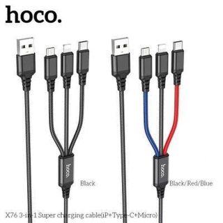 DÂY SẠC NHANH 3 IN 1 HOCO X76 - IP + MICRO + TYPEC
