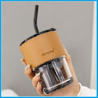 Ly Thủy Tinh Hổ Phách bọc da sang chảnh