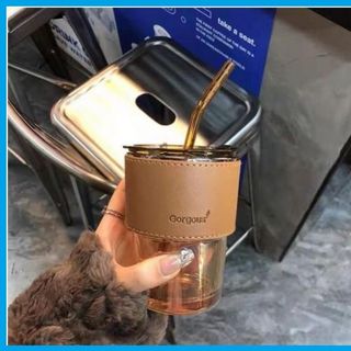 Ly Thủy Tinh Hổ Phách bọc da sang chảnh