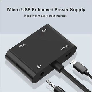 Bộ chuyển đổi tương thích Vga sang Hdmi Bộ chia Vga với bộ chuyển đổi âm thanh 3,5mm cho máy chiếu Pc Hdtv đa cổng Vga