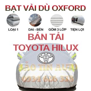[LOẠI 1] Bạt che kín bảo vệ xe bán tải Toyota Hilux 4,5 chỗ tráng bạc cao cấp, áo chùm bạc trùm phủ xe oto ban tai giá sỉ