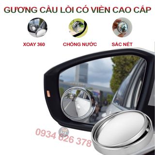 [1 CẶP LOẠI CÓ VIỀN] Gương cầu lồi gương chiếu hậu ô tô xe hơi , kính lồi gắn gương oto 360 độ cao cấp, xóa điểm mù ô tô giá sỉ