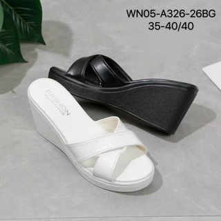 Dép nữ quai chéo đế xuông đen , trắng