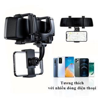 Giá treo đỡ điện thoại ô tô gắn gương chiếu hậu , giá kẹp giữ smartphone xoay 360 độ chỉ đường phù hợp cho nhiều dòng dt