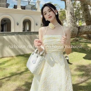 ĐẦM MIDI HAI DÂY ĐI CHƠI ĐI TIỆC VÁY GẤM XỐP 2S DÁNG DÀI KÈM CHOKER HOA