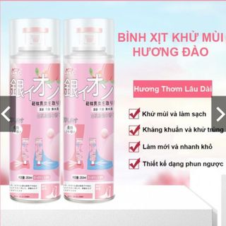 Chai xịt khử mùi giày dép Nano Bạc diệt khuẩn cho nam nữ, bình sịt hết mùi hôi chân, tất, vớ, 1 lọ 260ml mùi Đào - xịt giày hồng