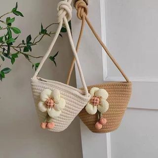 Túi Cói rơm from hến hoạ tiết Bông ( Giá Tận Xưởng )