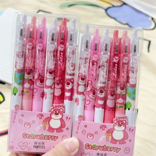 Hộp 6 bút gel gấu dâu mực đen