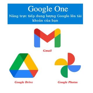 Phần mềm Google One - Nâng cấp dung lượng Google chính chủ ( bộ nhớ chung cho Drive, Photo, Gmail ) giá sỉ