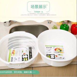 Bộ rổ nhựa kèm chậu 5.3L màu trắng giá sỉ