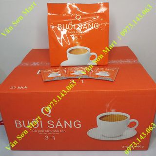 Thùng cà phê sữa Buổi Sáng Trần Quang 21 bịch * 480g (24 gói vuông nhỏ * 20g)
