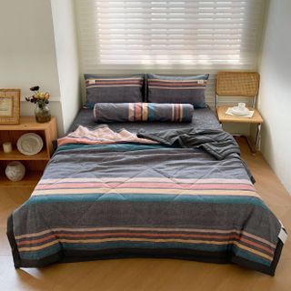Bộ cotton tici kẻ chăn trần mix ga trần ra mắt