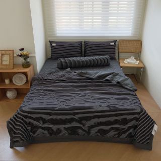 Bộ cotton tici kẻ chăn trần mix ga trần ra mắt