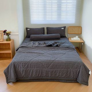 Bộ cotton tici kẻ chăn trần mix ga trần ra mắt
