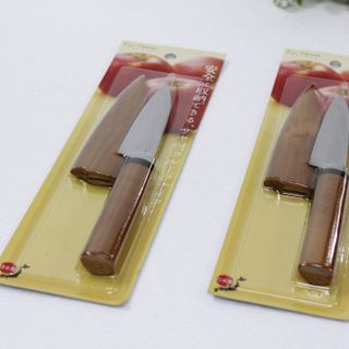 Dao gọt hoa quả có lưỡi bằng inox nắp đậy, cán gỗ KAI nhập khẩu từ Nhật