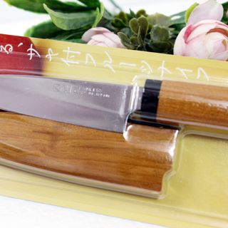 Dao gọt hoa quả có lưỡi bằng inox nắp đậy, cán gỗ KAI nhập khẩu từ Nhật