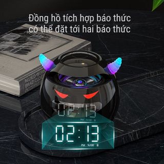 Loa bluetooth đồng hồ kèm báo thức Loa không dây nghe nhạc mini pin trâu giá rẻ đèn RGB tiểu quỷ giá sỉ