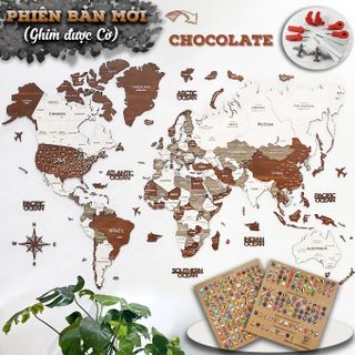 Bản đồ gỗ treo tường - Mẫu Chocolate - giá sỉ - giá bán buôn