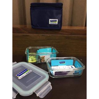 SET TÚI GIỮ NHIỆT CỘNG 2 HỘP THỦY TINH GLASSLOCK HÀN QUỐC CÓ CHIA NGĂN (670ML + 400ML)❤️❤️
