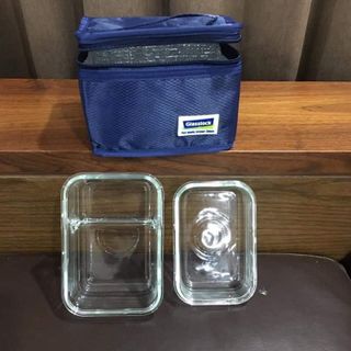 SET TÚI GIỮ NHIỆT CỘNG 2 HỘP THỦY TINH GLASSLOCK HÀN QUỐC CÓ CHIA NGĂN (670ML + 400ML)❤️❤️