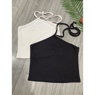 Áo cổ yếm hở lưng cột dây dáng ôm