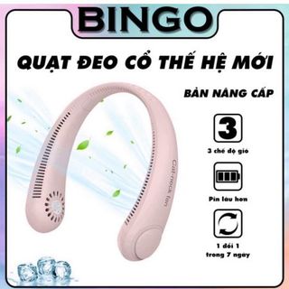 Quạt đeo cổ mini không cánh thổi 360 độ có 3 chế độ gió , Dáng Thể Thao -Quạt tích điện mini siêu phẩm hè