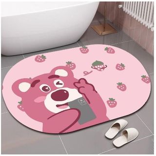 Thảm chùi chân gấu dâu LOTSO mẫu mới - Thảm lau chân silicon gấu hồng Losto siêu mềm thấm hút nước chống trượt Vani.Home