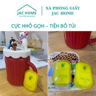 Hộp 50 Miếng Xà Phòng Giấy rửa tay bỏ túi mang đi du lịch công các dã ngoại xà phòng giấy Nhật Bản