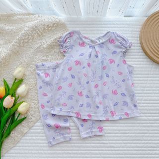 Bộ tay nhún quần lửng bé gái