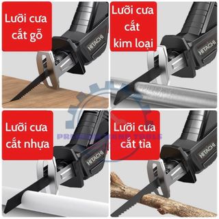 Máy cưa kiếm dùng pin Hitachi, máy cưa cầm tay đa năng tặng kèm 4 lưỡi cắt
